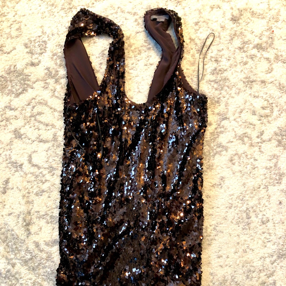 Nicole Miller Mini Brown Sequence Dress